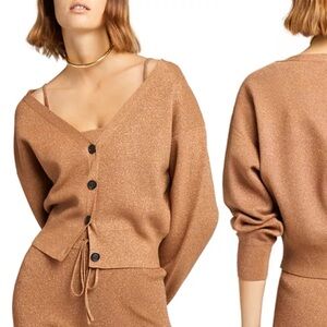 A.L.C. Peters II Metallic Bronze Cropped Button Front Cardigan Sweater \\ XS